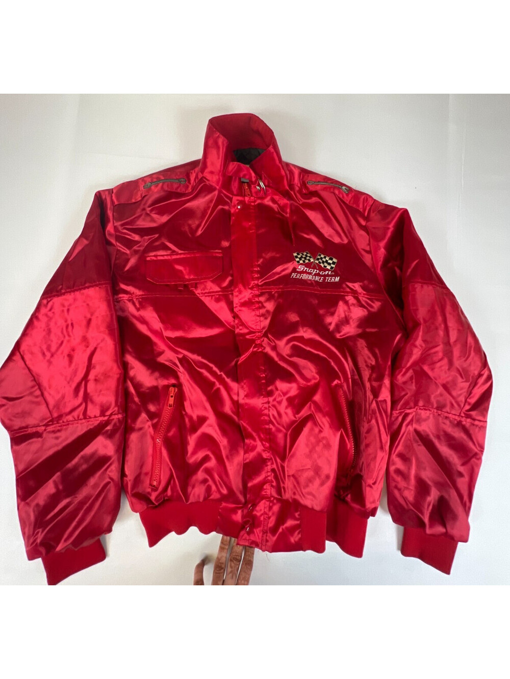 Vintage Swingster Men Large Red Snap-on Performance Team Racing Satin Jacket